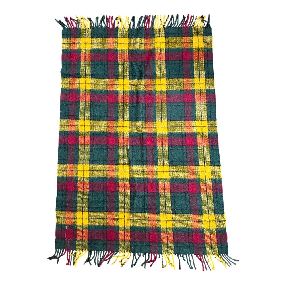 The Scotch House Burns Scotland Macmillan Red Yellow Green Wool Lap Blanket